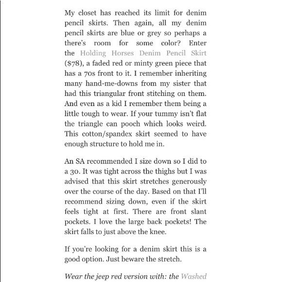 Anthro Holding Horses Red Denim Jean Skirt - Picture 7 of 8